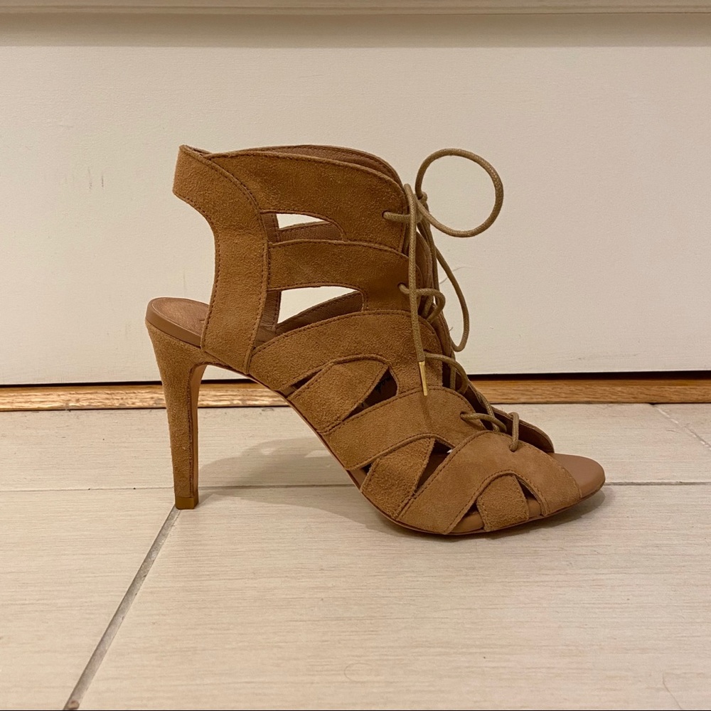 Joie Camel Suede Petal Lace-up Heel, EURO37.5/US6